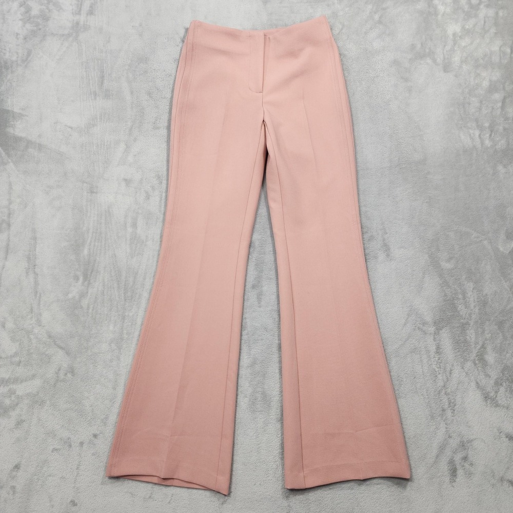 Zara Pants Womens XS Pink Mid Rise Flare Leg Crepe Pull On Stretch Dress Office